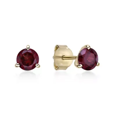 Lab Created Round Gemstone Martini Stud Earrings in 10K Yellow Gold