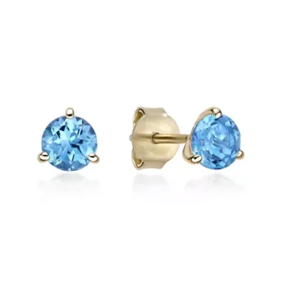 Lab Created Round Gemstone Martini Stud Earrings in 10K Yellow Gold