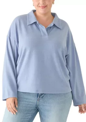 OLIVE + OAK Long Sleeve Collar Hacci Pullover by Olive  Oak