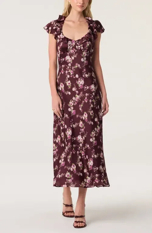 Nico Floral Ruffle Cap Sleeve Midi Dress by ASTR the Label