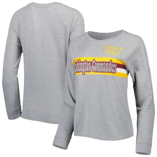 Heathered Washington Commanders All Striped Up Raglan Long Sleeve T-Shirt by Outerstuff
