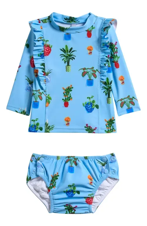 Ruffle Long Sleeve UPF 50+ Two-Piece Rashguard & Reusable Swim Diaper Set by Seafolly