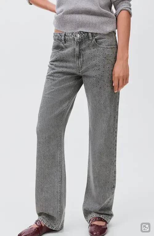 Rhinestone Straight Leg Jeans by MANGO TEEN