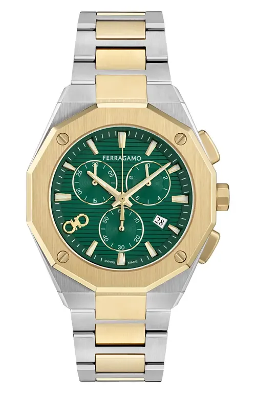 Edge Chronograph Two-Tone Bracelet Watch, 42mm by FERRAGAMO