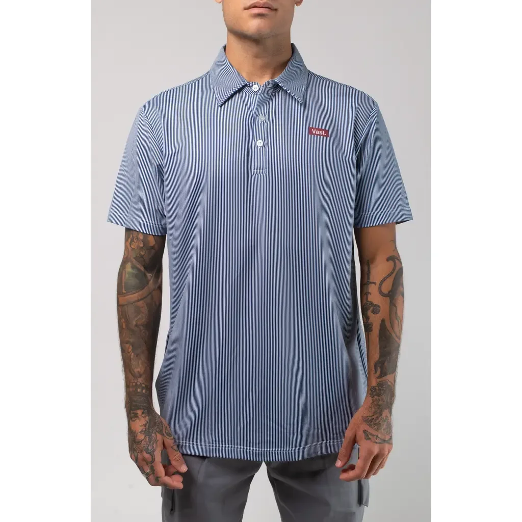 Aqua Terra Linear Stripe Performance Polo by VAST