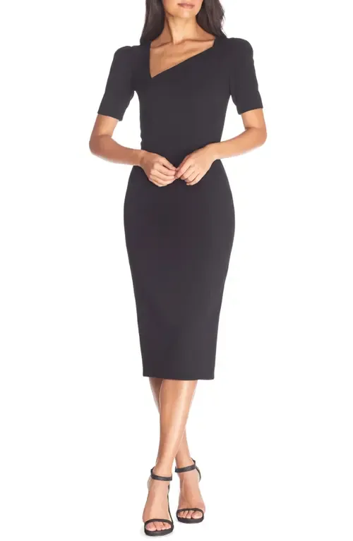 Ruth Asymmetrical Neck Midi Dress