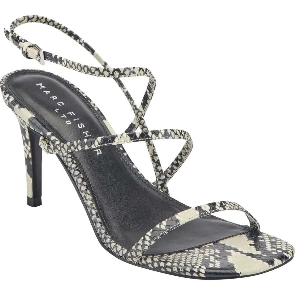 Densi Snakeskin Embossed Strappy Sandal by Marc Fisher LTD