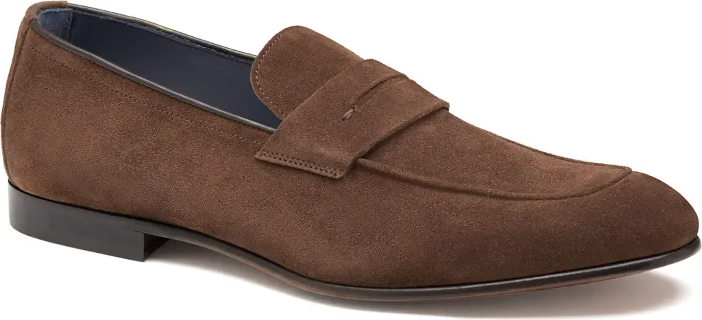 Taylor Penny Loafer in Dark Brown Italian Suede