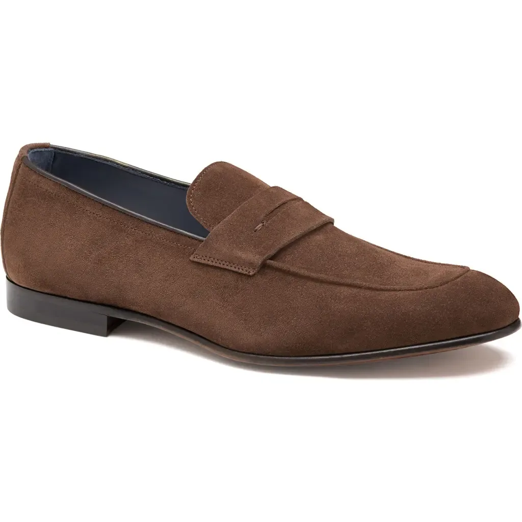 Taylor Penny Loafer in Dark Brown Italian Suede