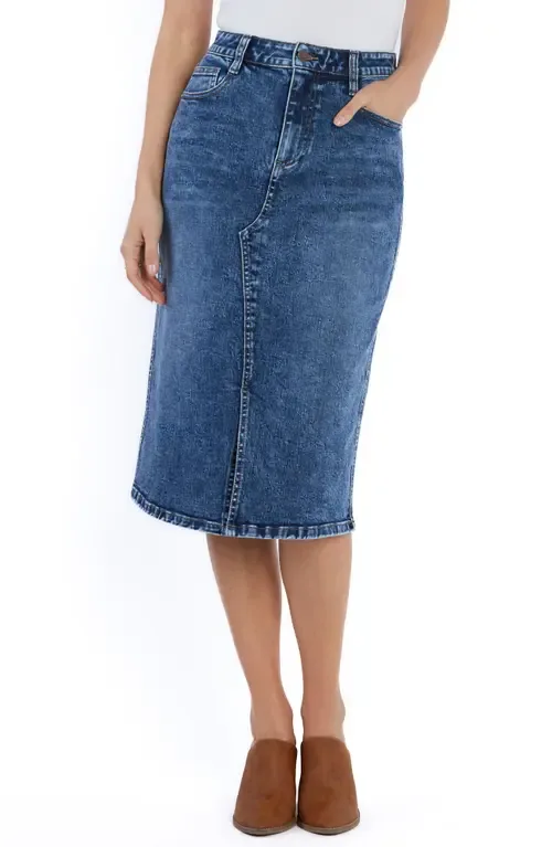 Denim Midi Skirt by Wash Lab Denim