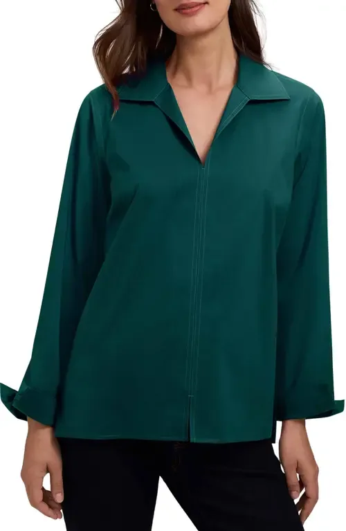 Agnes Split Cuff Popover Blouse by Foxcroft