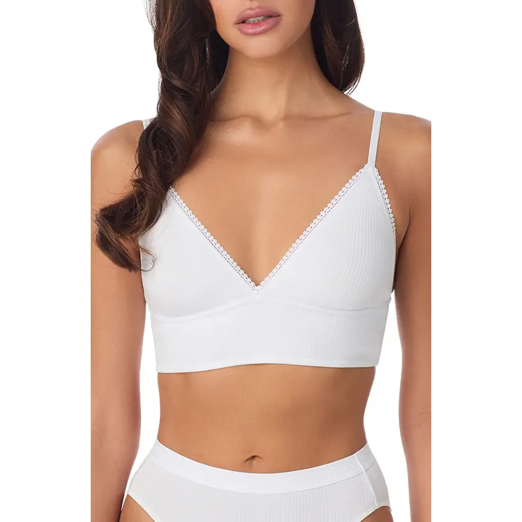 Cabana Cotton Blend Rib Longline Triangle Bralette by On Gossamer