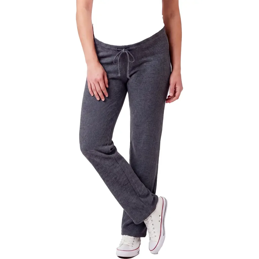 Maternity Basic Ribbed Knit Drawstring Straight Leg Lounge Pants by 24seven Comfort Apparel