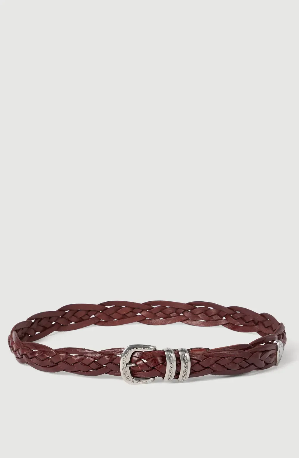 Braided Calfskin Belt with Detailed Buckle and Tip
