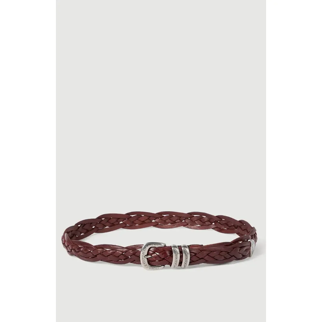 Braided Calfskin Belt with Detailed Buckle and Tip by Brunello Cucinelli