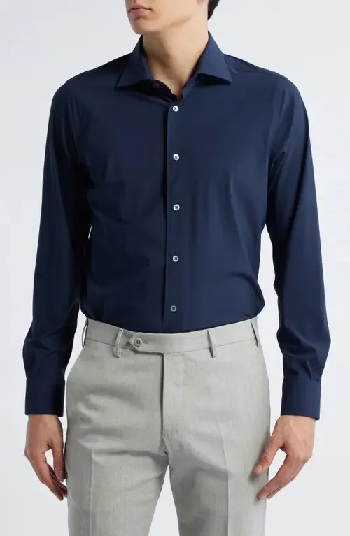 Piccadilly Solid Knit Nylon Blend Dress Shirt by Zanella