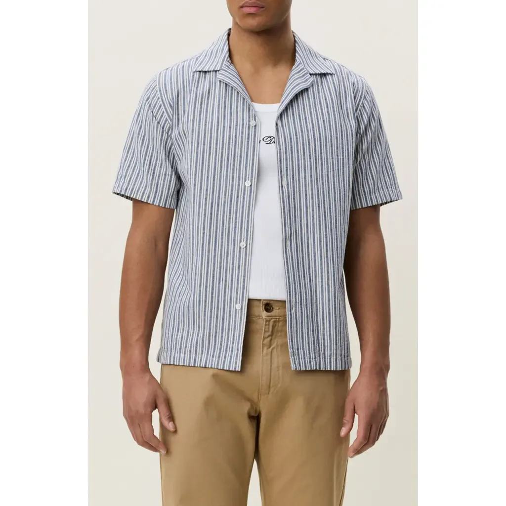 Stripe Cotton & Linen Camp Shirt by Les Deux