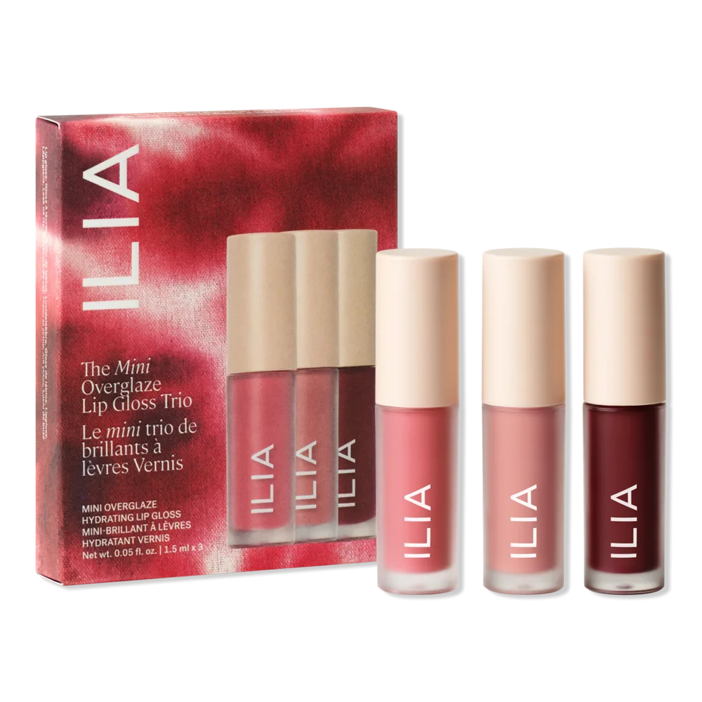 The Mini Overglaze Lip Gloss Trio - Lip Gift Set with 24-Hour Moisture by ILIA