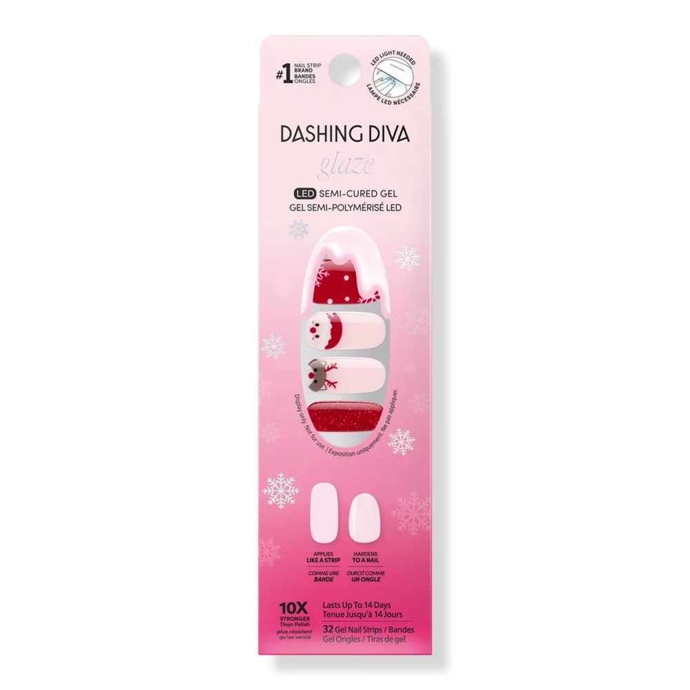 GLAZE Design Semi-Cured Gel Nail Strips, Santa Squad by Dashing Diva