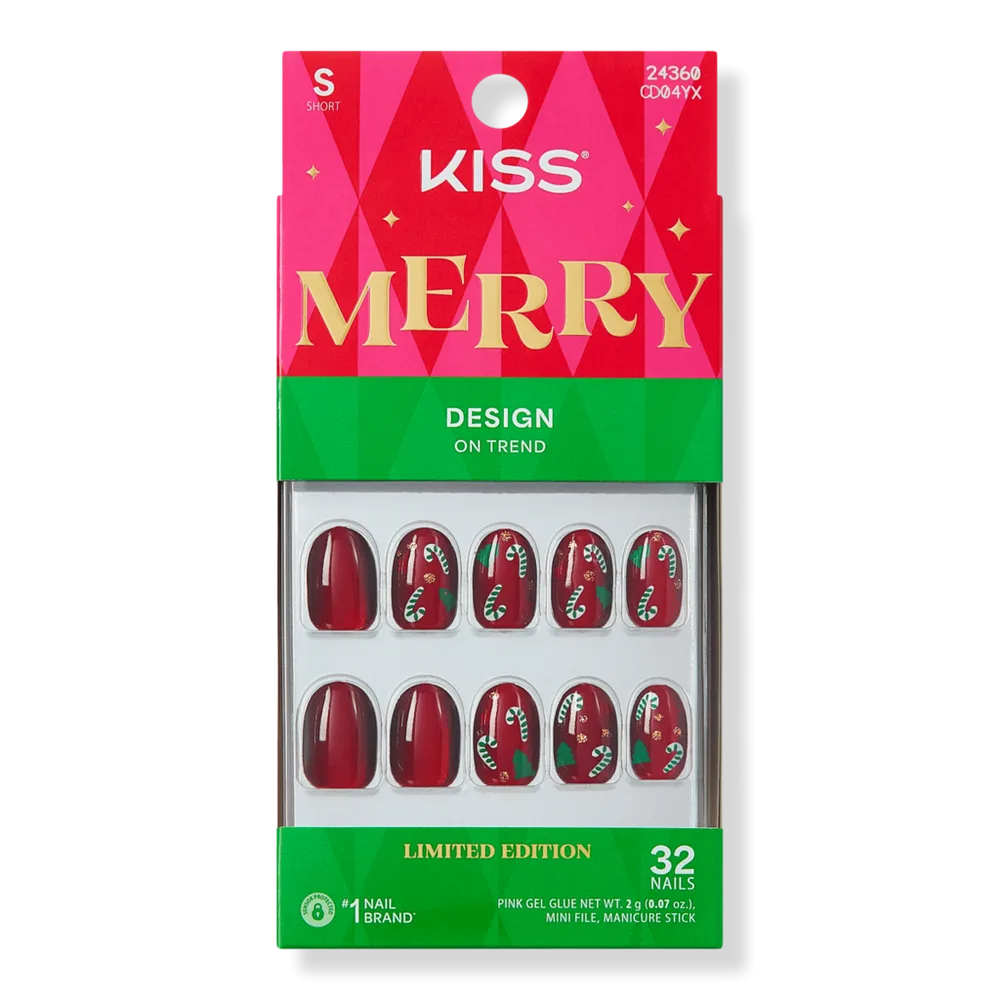 Core Design Short Round Press on Nails, Sleigh My Name by Kiss