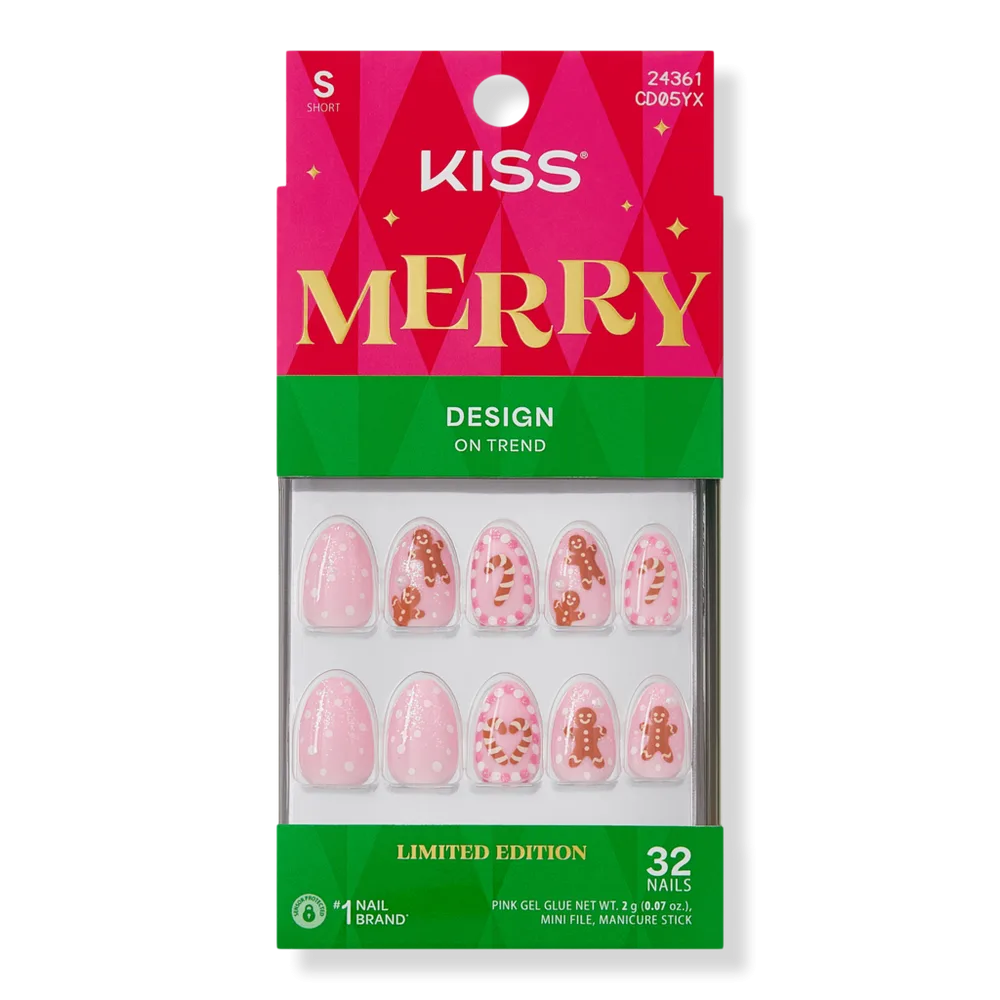 Core Design Short Almond Press on Nails, Blanket Season by Kiss