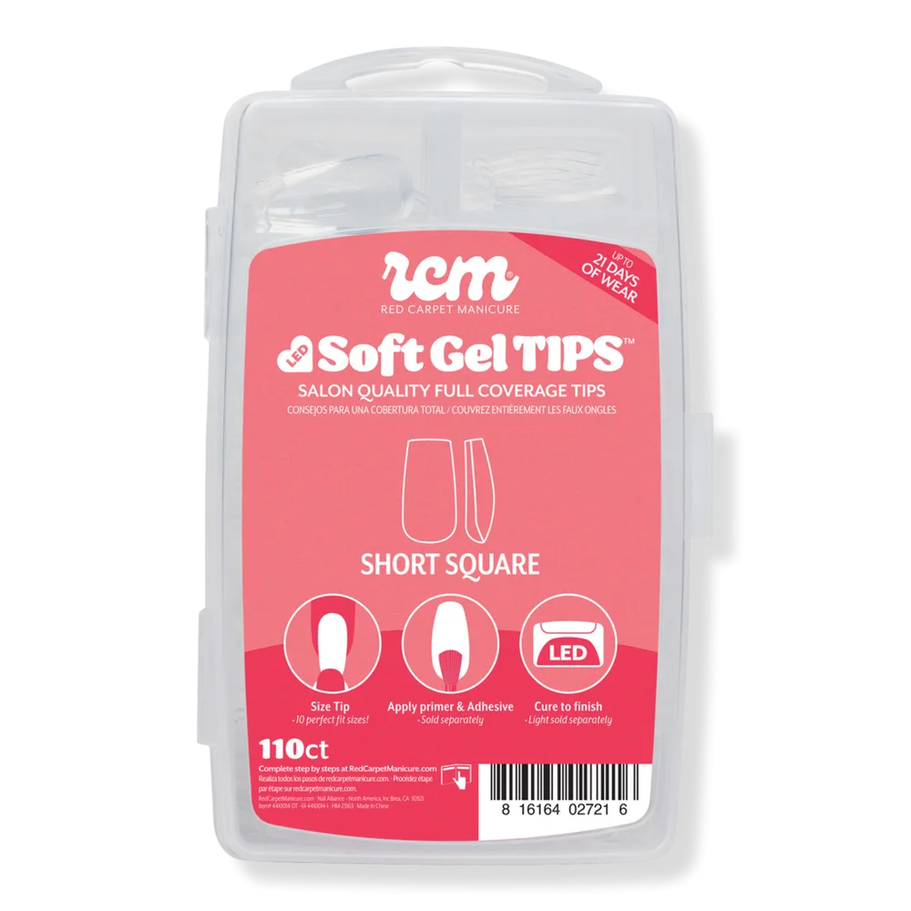 LED Soft Gel Short Square Nail Tips by Red Carpet Manicure