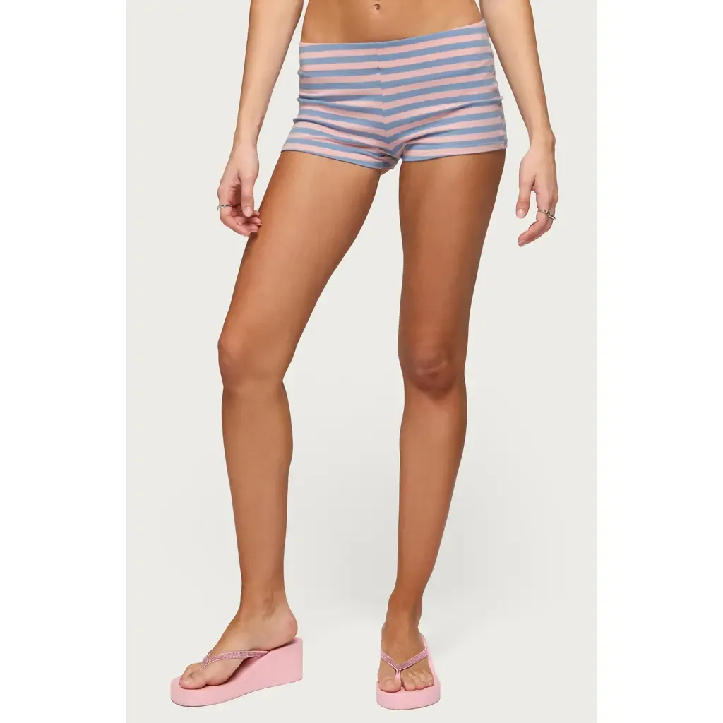 Isara Stripe Mini Shorts by EDIKTED