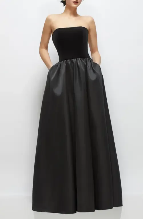 Strapless Mixed Media Gown by Dessy Collection