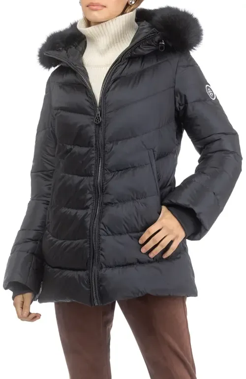 Apres-Ski Mid Jacket with Detachable Genuine Shearling Hood Trim