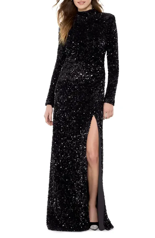 Kerry Sequin Cutout Long Sleeve Gown by LIKELY