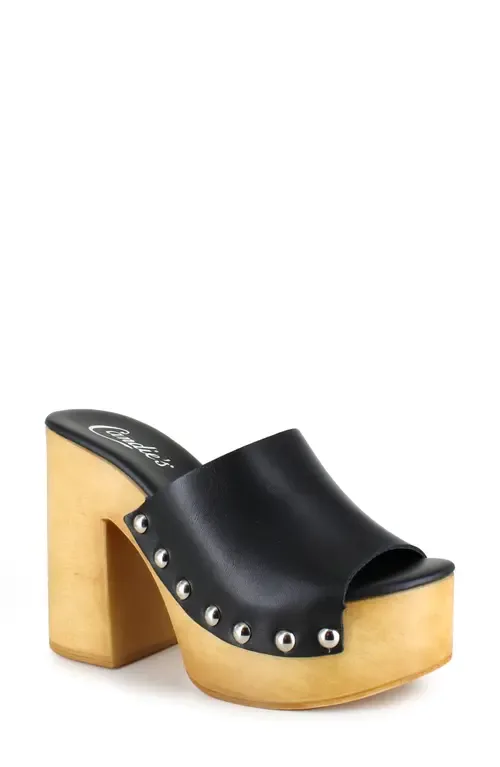 Jenny Platform Sandal in Black Leather