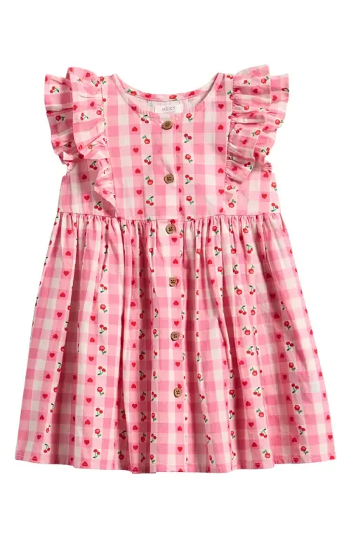 Gingham Floral Frill Dress by NEXT