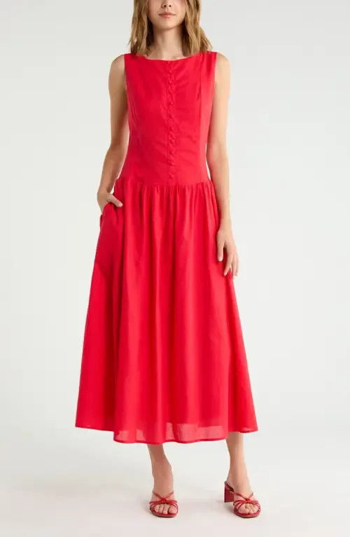 Evie Cotton & Linen Buttoned Maxi Dress by Petal & Pup