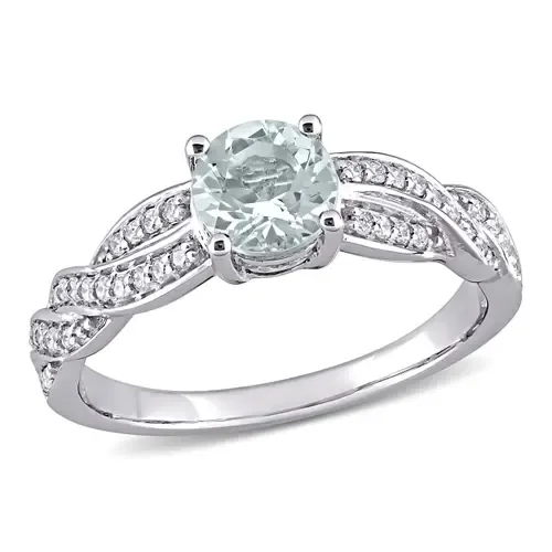 Aquamarine & Diamond Infinity Ring 14k by Julianna B.