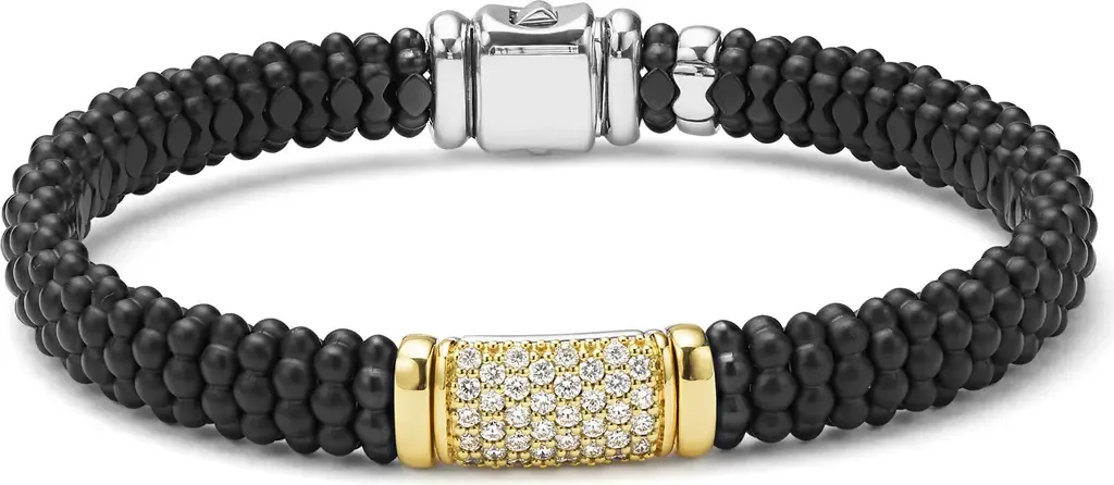 Two-Tone Matte Black Ceramic Diamond Bracelet by LAGOS