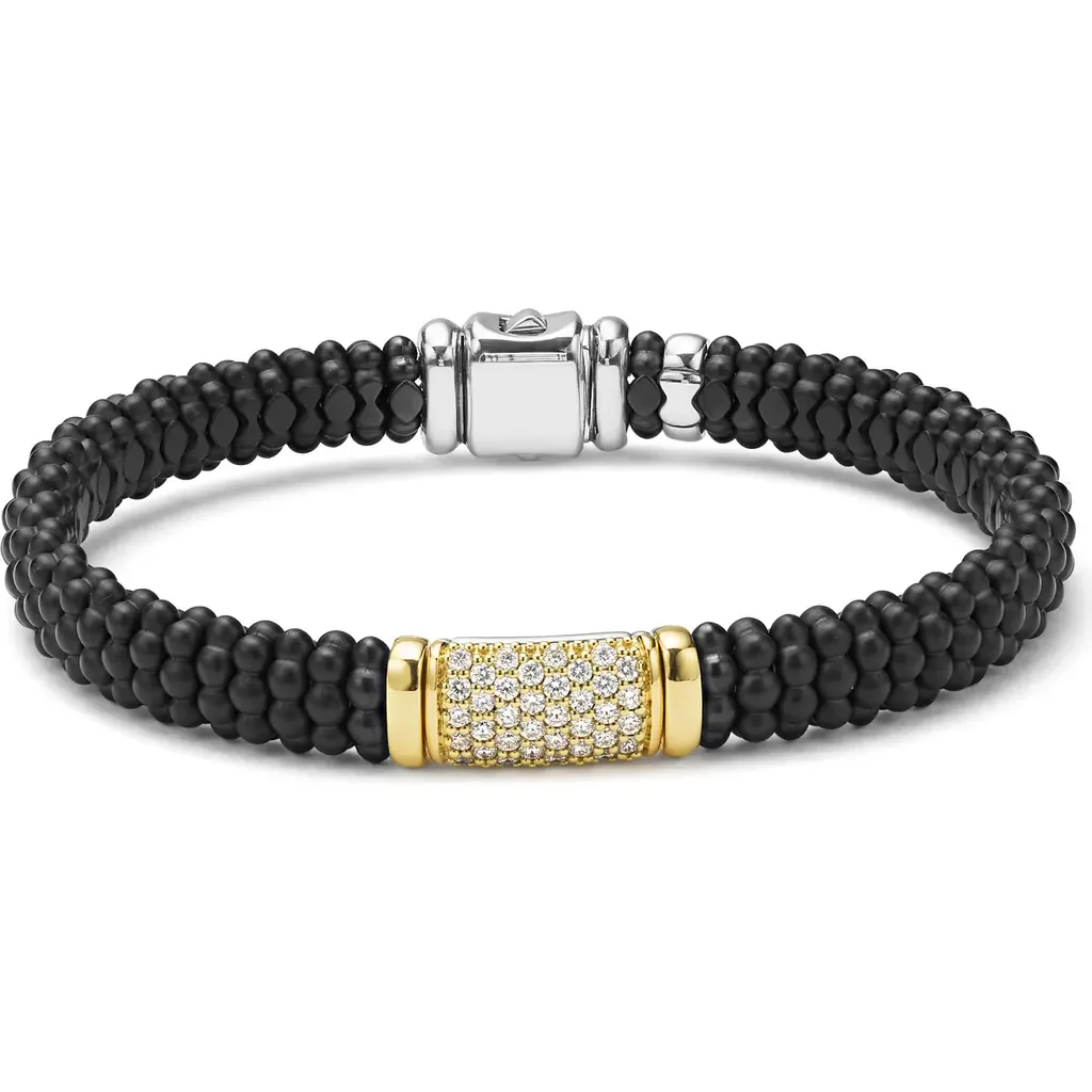 Two-Tone Matte Black Ceramic Diamond Bracelet by LAGOS