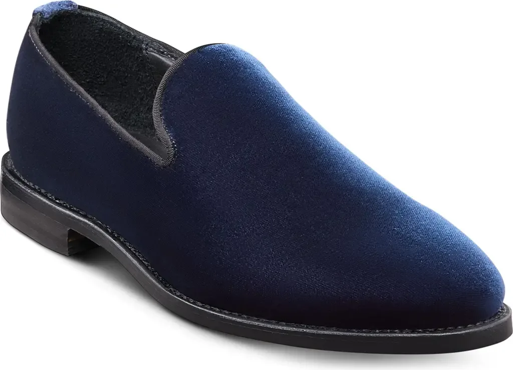 Robinson Smoking Slipper in Navy Velvet
