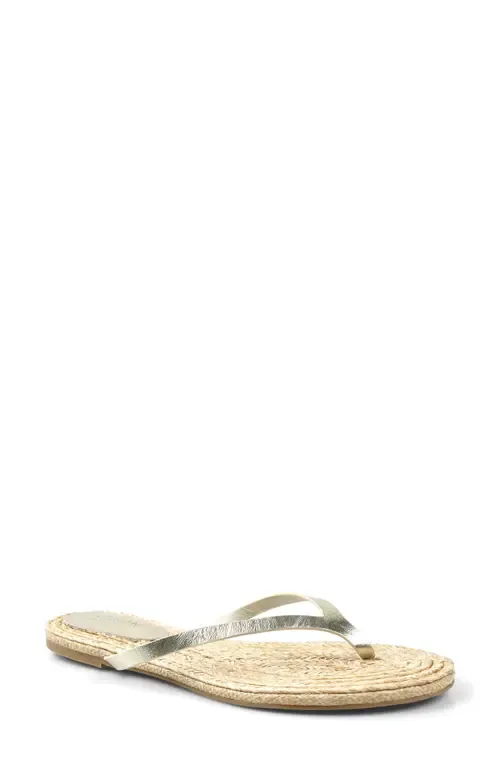Esterr Leather Flip Flop in Gold Leather by Artisan Crafted By Zigi