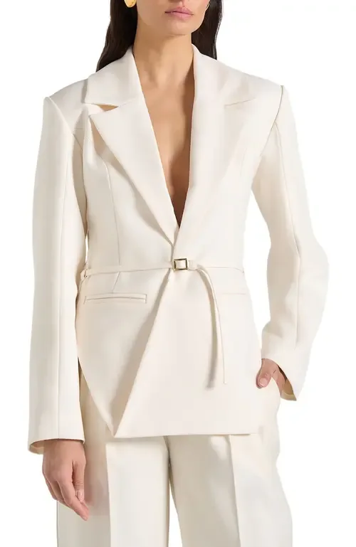 Yuna Plunge Tailored Blazer with Belt by Manière De Voir
