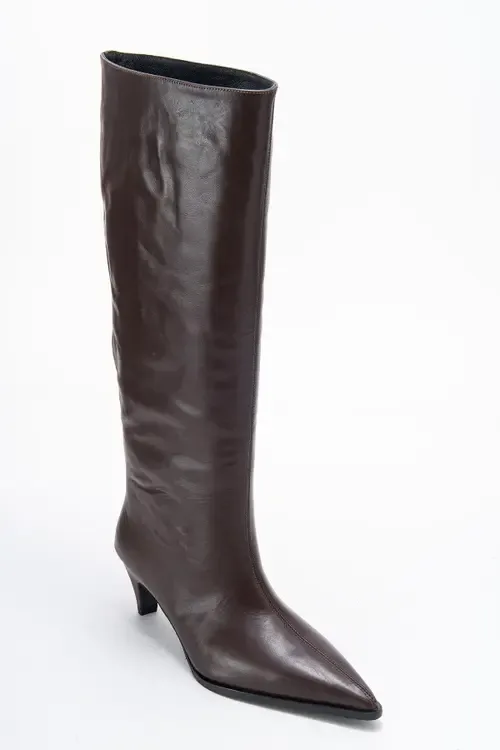 Siora Leather Knee High Boot in Brown Leather by Forever & Always Shoes