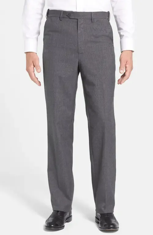 Self Sizer Waist Plain Weave Flat Front Washable Trousers