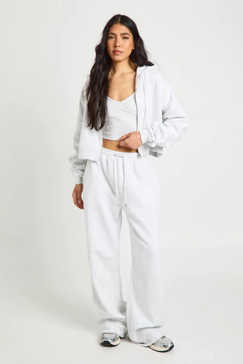 Seam Detail Crop Top 3 Piece Hooded Tracksuit
