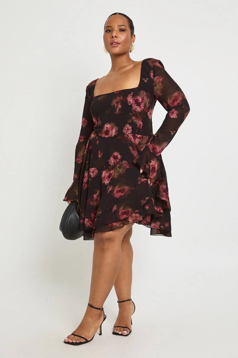 Floral Chiffon Skater Dress by boohoo