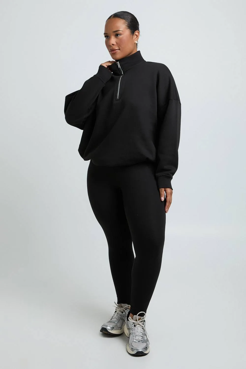 Oversized Half Zip Sweatshirt & Legging Set by boohoo