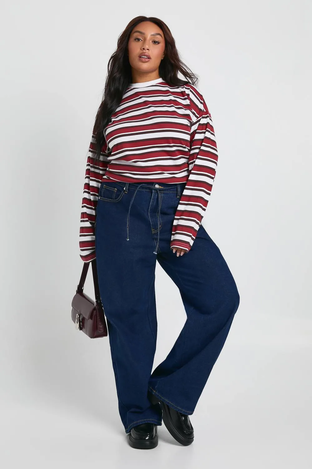 Elasticated Back Tie Drawstring Straight Leg Jean