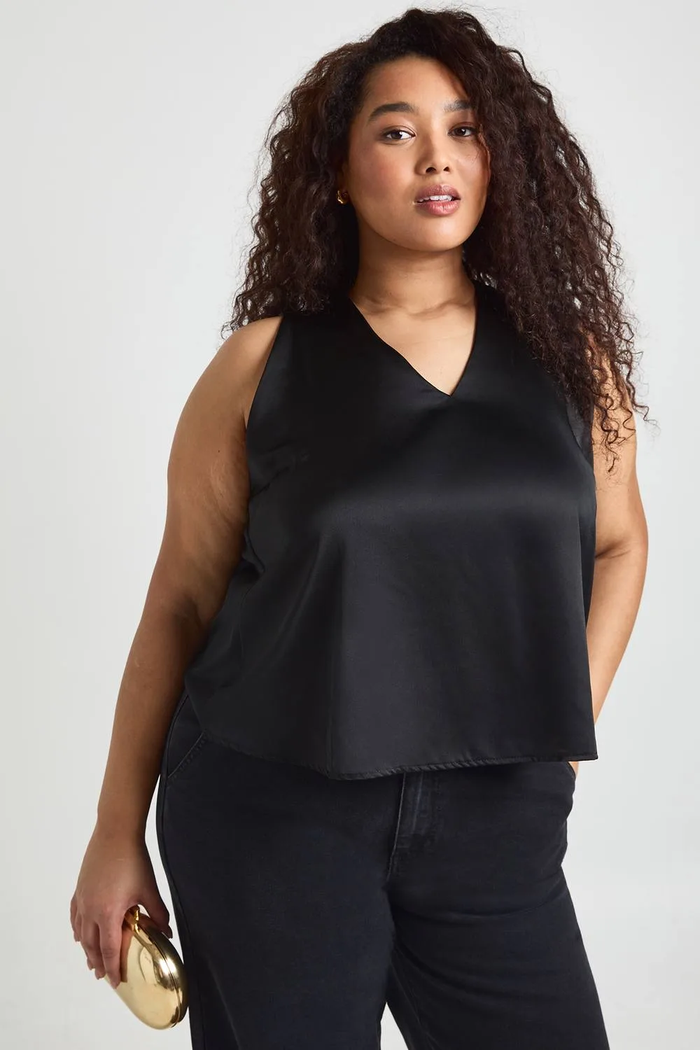 Satin Gold Trim Racer Cami Top by boohoo