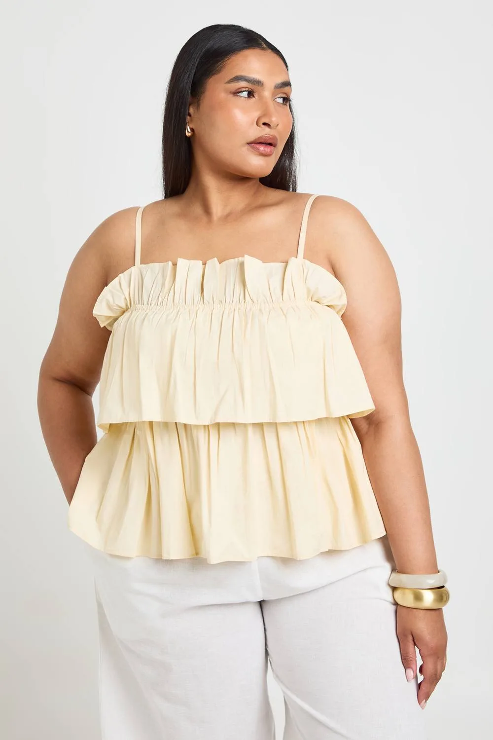 Layered Ruched Poplin Top by boohoo