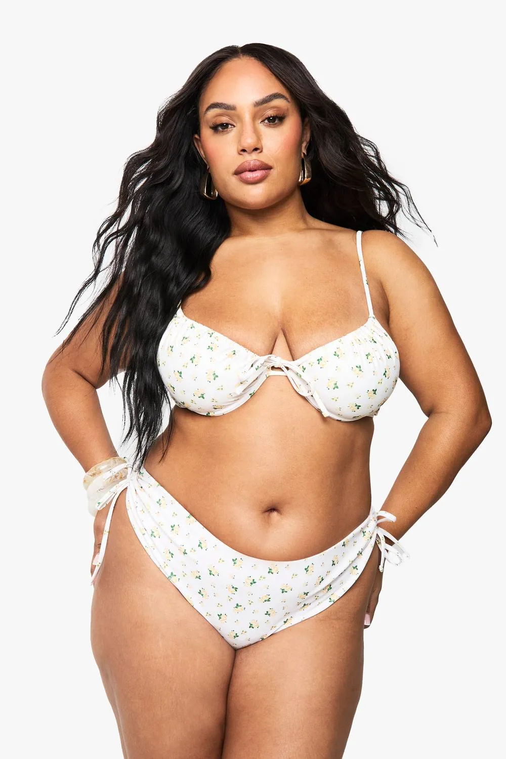 Ditsy Floral Ruched Bum Tie Side Bikini Brief by boohoo