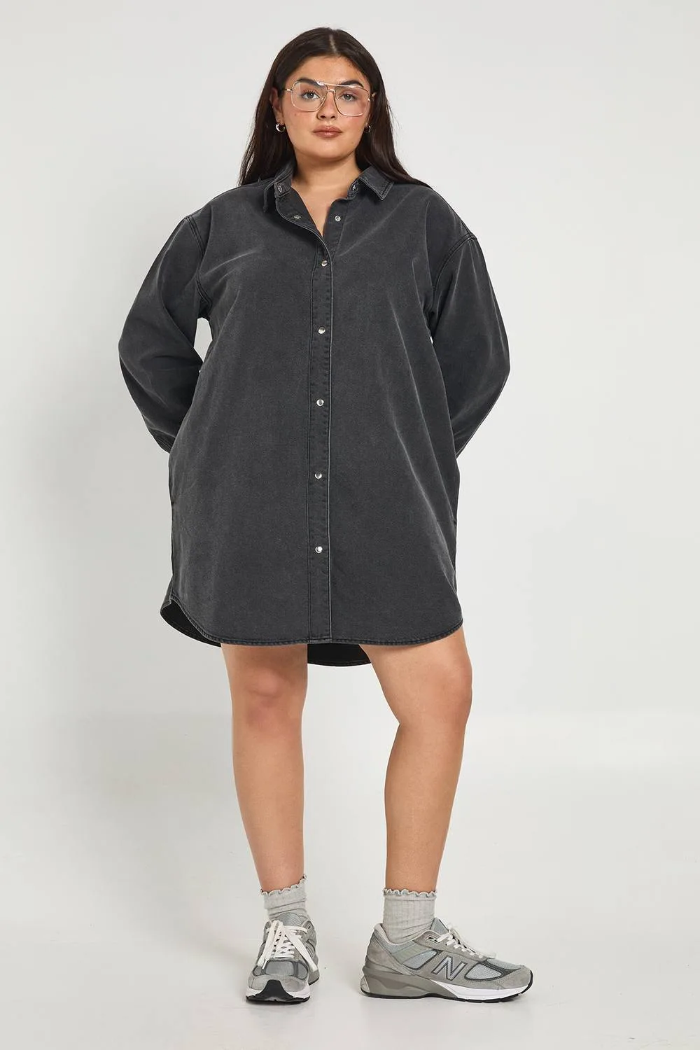Oversized Denim Shirt Dress by boohoo