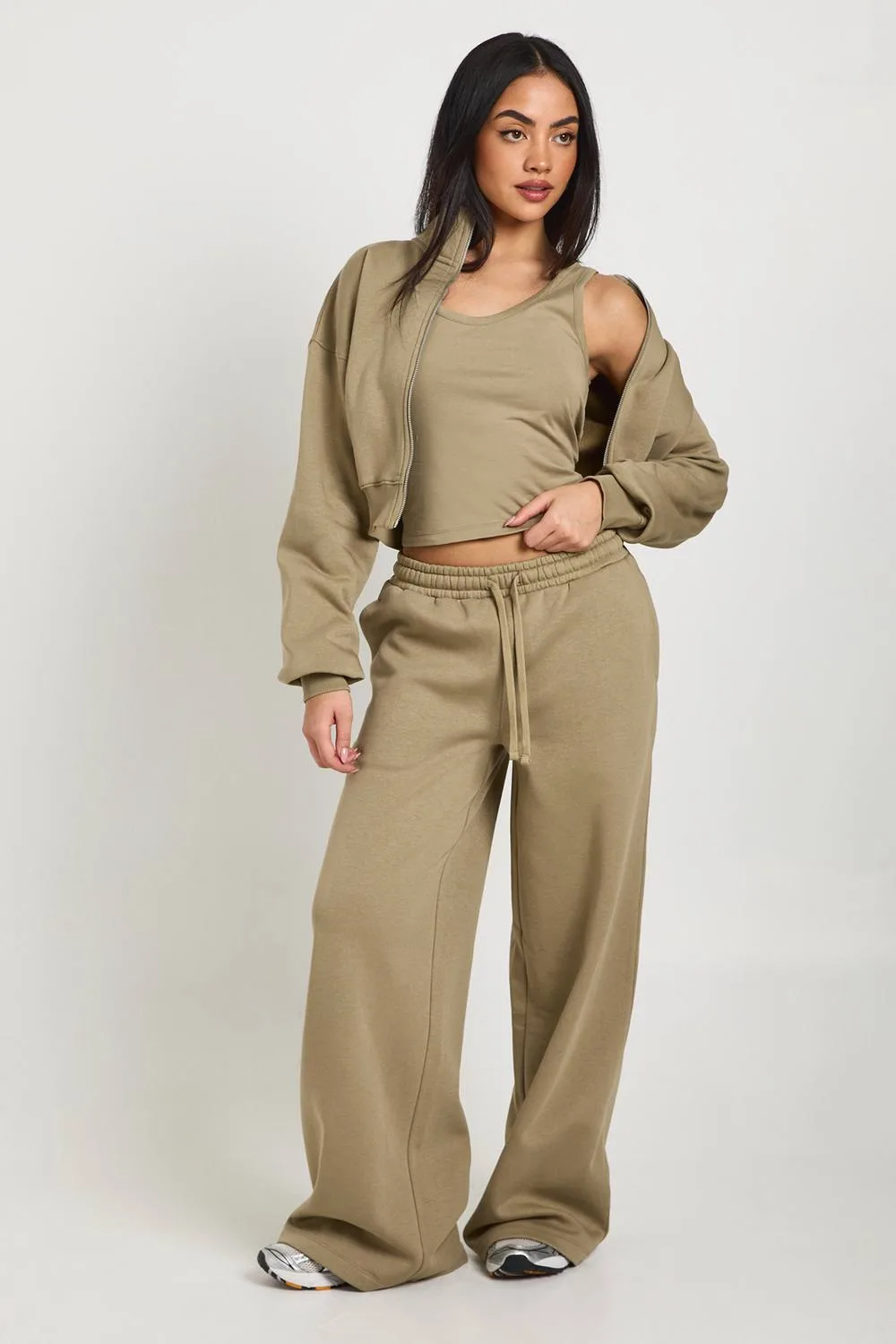 Funnel Neck Zip Through 3 Piece Straight Leg Tracksuit
